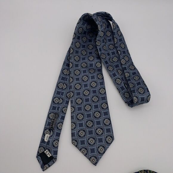 CULWELL & SON Men's Silk Geometric Designer Blue EUC Rare New - Picture 2 of 7